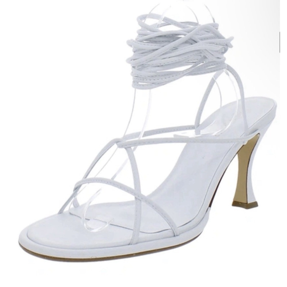 Ilio Smeraldo Size IT 37 Ilenia 02 Strappy Tie High‎ Square Heel Sandals White